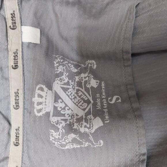 Guess Long Sleeve Button Up Collared Shirt Grey Zippered Pockets SZ Small VTG - Picture 8 of 8